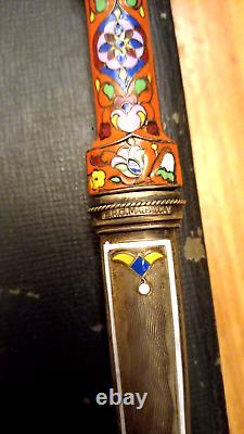 Silver Antique Imperial Russian Noble Enamel PAPER CUTTER XIX CENTURY