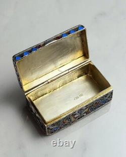 Stellar Imperial Russia Silver-Gilt Cloisonne Enamel Box Mikhail Zorin, Moscow