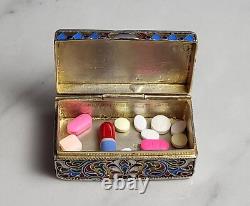 Stellar Imperial Russia Silver-Gilt Cloisonne Enamel Box Mikhail Zorin, Moscow