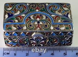 Stellar Imperial Russia Silver-Gilt Cloisonne Enamel Box Mikhail Zorin, Moscow