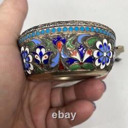 Stunning Imperial Russian Silver Enamel Dish Bowl Spoon Double Eagle
