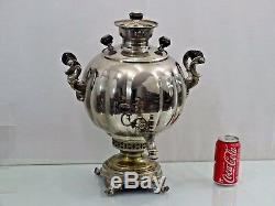 Super Rare Form Nickel Plated Antique Russian Samovar Tea Pot Imperial Period