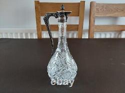 Superb Early 20thc Imperial Russian Silver Mounted Small Claret/liqueur Jug