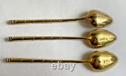 Three beautiful antique Imperial Russian silver gilt spoons 1850