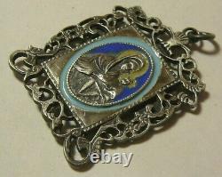 Token Pendant Icon Mother of God Silver 84 Enamel Imperial Russian Moscow 1905