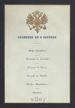 Tsar Alexander III Romanov Antique Russian Imperial Royal Luncheon Menu 1890