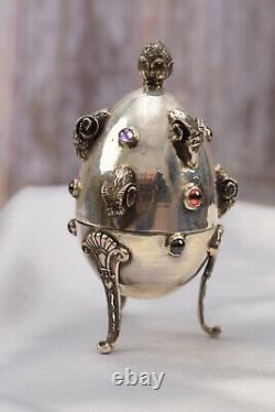 Tsar Silver Egg Silver Mouflon Silver 84 Imperial Russia Art Work Egg