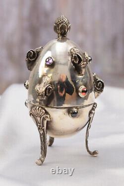 Tsar Silver Egg Silver Mouflon Silver 84 Imperial Russia Art Work Egg