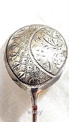 Two Beautiful Teaspoons Antique Imperial Russian 84 Silver Hand Engraved Marked