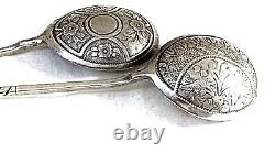 Two Beautiful Teaspoons Antique Imperial Russian 84 Silver Hand Engraved Marked