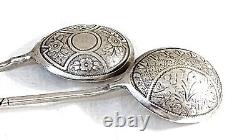 Two Beautiful Teaspoons Antique Imperial Russian 84 Silver Hand Engraved Marked
