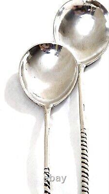 Two Beautiful Teaspoons Antique Imperial Russian 84 Silver Hand Engraved Marked