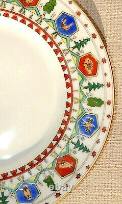 Two Russian Imperial King Tzar Porcelain Plate Kornilov Brother Art Kovsh Bowl
