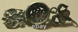 Two sided Pendant Box Double Eagle Silver 84 Imperial Russian Moscow Garnet