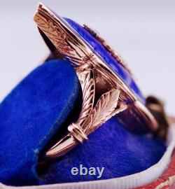 Unique Antique Imperial Russian Faberge Ring 14k Gold Diamond Enamel c1890's