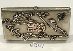 VERY RARE! Antique Russian Imperial Gold Script Silver Cigarette Case Moscow