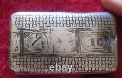 Vintage Antique 1883 Russian Imperial Silver 84 Niello Tobacco Case