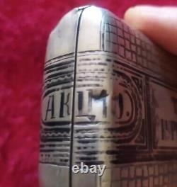 Vintage Antique 1883 Russian Imperial Silver 84 Niello Tobacco Case
