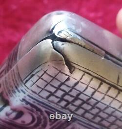 Vintage Antique 1883 Russian Imperial Silver 84 Niello Tobacco Case Box