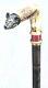 Vintage Antique Russian Imperial Silver 88 Enamel Antler Stag Walking Stick Cane