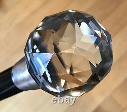 Vintage Antique Russian Imperial Walking Stick Cane Silver84 Genuine Crystal Top