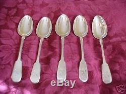 Vintage Faberge Five Spoons Silver 84 Monogram Russian Imperial Antiques Russia