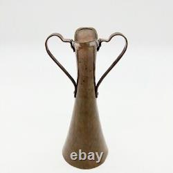 Vintage Imperial Russian Brass and Copper Vase Hammered Brass Double Handle