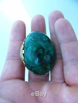 Vintage Imperial Russian Silver Filigree Malachite Egg Orthodox Moses