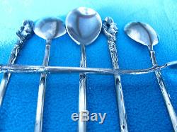 Vintage Imperial Russian Silver Set Of 6 Spoons Bears 1908