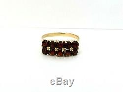 Vintage Rare Imperial Russian 14K Gold 56 Garnet Ring FA signed