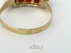 Vintage Rare Imperial Russian 14K Gold 56 Garnet Ring FA signed