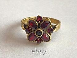 Vintage Rare Imperial Solid Silver 84 Gild BC Author`s work Red Garnet Ring