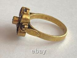 Vintage Rare Imperial Solid Silver 84 Gild BC Author`s work Red Garnet Ring