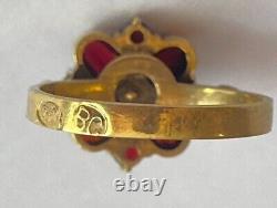 Vintage Rare Imperial Solid Silver 84 Gild BC Author`s work Red Garnet Ring