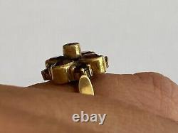 Vintage Rare Imperial Solid Silver 84 Gild BC Author`s work Red Garnet Ring