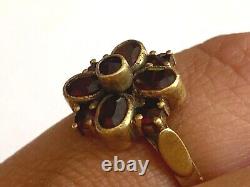 Vintage Rare Imperial Solid Silver 84 Gild BC Author`s work Red Garnet Ring