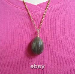 Vtg Antique 14K Gold & Labradorite Imperial Russian Egg Pendant marked 585