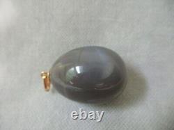 Vtg Antique 14K Gold & Labradorite Imperial Russian Egg Pendant marked 585