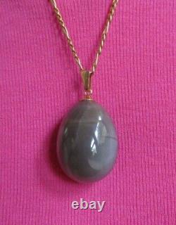 Vtg Antique 14K Gold & Labradorite Imperial Russian Egg Pendant marked 585