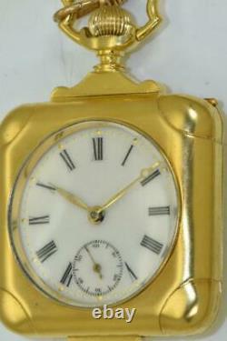 WWI Imperial Russian officer's 18k gold plated square shaped pocket/desk watch