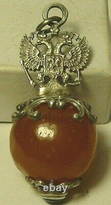 WWI Pendant Silver 84 Imperial Russian 1908 Amber Double Eagle