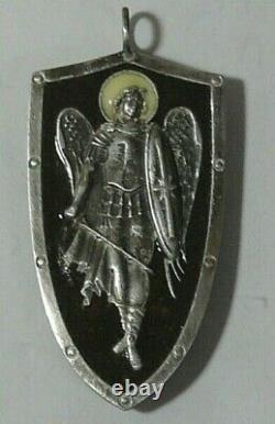 WWI Token Enamel Silver 84 Imperial Russian 1917 Archangel Michael Double Eagle